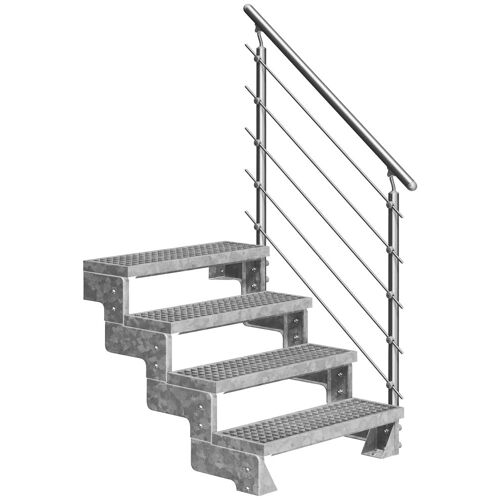 DOLLE Außentreppe „Gardentop“ Treppen Gitterroststufen 80 cm Gr. gerade, grau (grau, silberfarben) Treppen