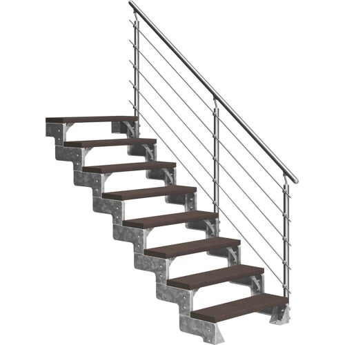 DOLLE Außentreppe „Gardentop“ Treppen 8 TRIMAX-Stufen dunkelbraun, inkl. einseitigem AluMetallES Gr. gerade, braun (dunkelbraun) Treppen