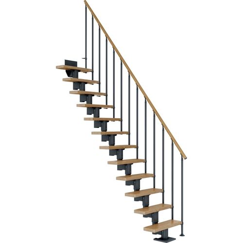 DOLLE Mittelholmtreppe „Dublin“ Treppen EicheMetall Gr. gerade, grau (anthrazit) Treppen
