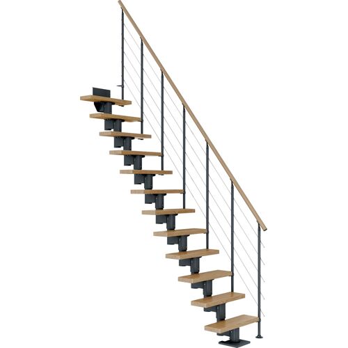 DOLLE Mittelholmtreppe „Dublin“ Treppen EicheMetall Gr. gerade, grau (anthrazit) Treppen