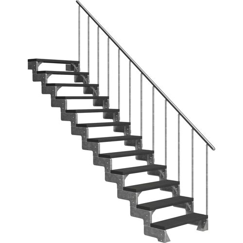 DOLLE Außentreppe „Gardentop“ Treppen 13 TRIMAX-Stufen anthrazit, inkl. einseitigem Alu-Geländer Gr. gerade, grau (anthrazit) Treppen