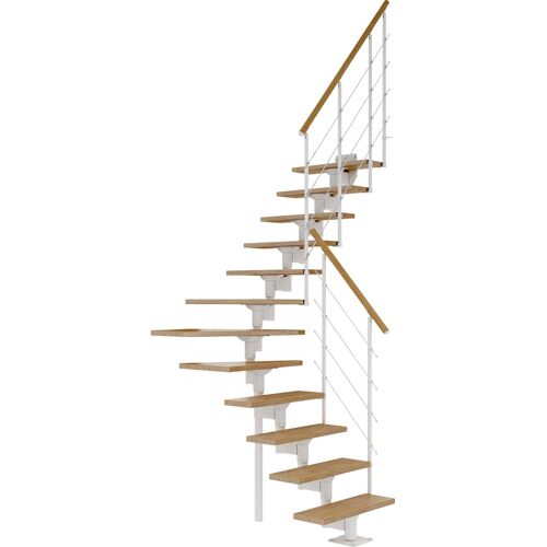 DOLLE Mittelholmtreppe „Boston“ Treppen EicheMetall Gr. 1/4 gewendelt, weiß Treppen