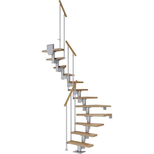 DOLLE Mittelholmtreppe „Dublin“ Treppen EicheMetall Gr. 1/2 gewendelt, grau (perlgrau) Treppen