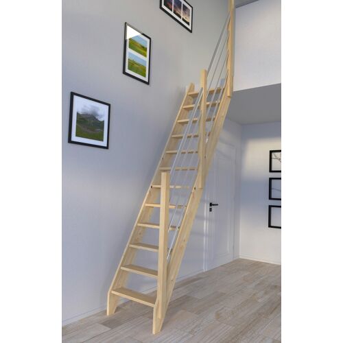 STARWOOD Raumspartreppe „Fichte 2000/3000, Holz-Edelstahl Rechts“ Treppen Durchgehende Wangenteile beige (natur) Treppen