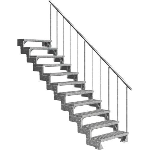 DOLLE Außentreppe „Gardentop“ Treppen 11 Gitterrost-Stufen, inkl. einseitigem Alu-Geländer Gr. gerade, silberfarben (metall) Treppen