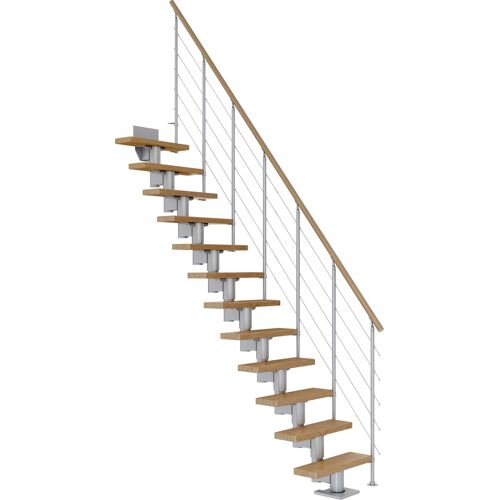 DOLLE Mittelholmtreppe „Dublin“ Treppen EicheMetall Gr. gerade, grau (perlgrau) Treppen