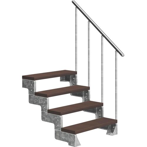 DOLLE Außentreppe „Gardentop“ Treppen TRIMAX-Stufen 80 cm Gr. gerade, braun (braun, silberfarben) Treppen