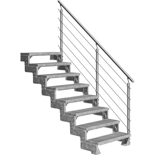 DOLLE Außentreppe „Gardentop“ Treppen 8 Gitterrost-Stufen, inkl. einseitigem AluMetallES Gr. gerade, silberfarben (metall) Treppen