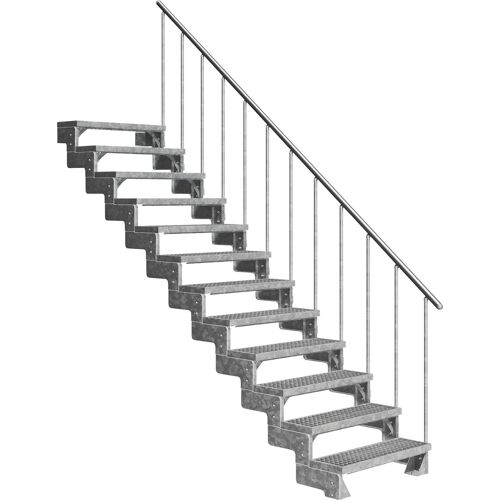DOLLE Außentreppe „Gardentop“ Treppen 13 Gitterrost-Stufen, inkl. einseitigem Alu-Geländer Gr. gerade, silberfarben (metall) Treppen