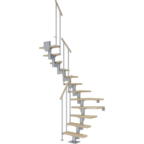 DOLLE Mittelholmtreppe „Dublin“ Treppen AhornMetall Gr. 1/2 gewendelt, grau (perlgrau) Treppen