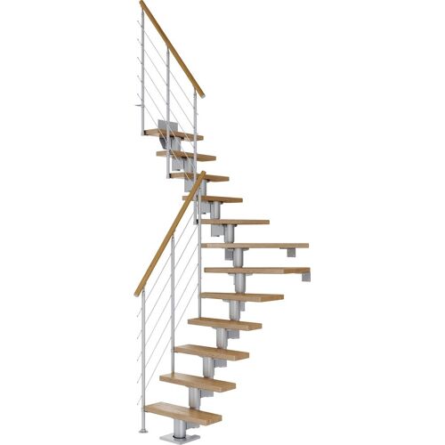 DOLLE Mittelholmtreppe „Dublin“ Treppen EicheMetall Gr. 1/4 gewendelt, grau (perlgrau) Treppen