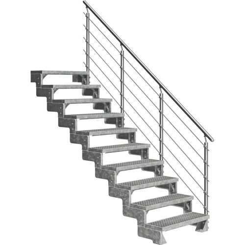 DOLLE Außentreppe „Gardentop“ Treppen 10 Gitterrost-Stufen, inkl. einseitigem AluMetallES Gr. gerade, silberfarben (metall) Treppen