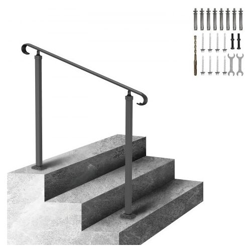 VEVOR Treppengeländer 120×13,5×97 cm Handlauf Geländer für 2 oder 3 Stufige Treppen Eingangsgeländer formschön Höhe(bis zu 45 cm) & Winkel(0-52,8°) einstellbar Ideal für Veranden Eingänge Gärten