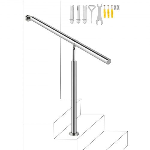 VEVOR Außentreppengeländer Treppengeländer Edelstahlgeländer  80x90cm Wand Treppengeländer Edelstahl Handlauf Geländer Ein Schritt