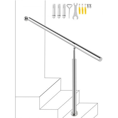 VEVOR Außentreppengeländer Treppengeländer Edelstahlgeländer  Wand Treppengeländer Edelstahl Handlauf Geländer Zwei Schritt