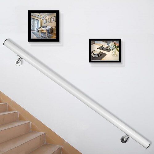 VEVOR 91.4 cm Eingangsgeländer Treppengeländer, Weiß, Durchmesse 5 cm, aus Aluminiumlegierung, Modern, Mühelose Montage, Komplettes Zubehör, für Loft-Treppen, Tanzstudios, Außentreppen usw.