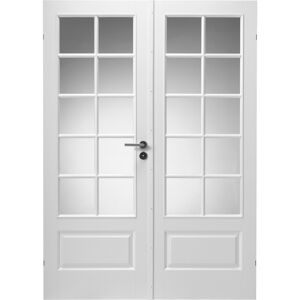 Swedoor Style SP10+SP10 hvidmalet dobbeltdør celle m/glas m17x21 / 82,5+82,5x204cm