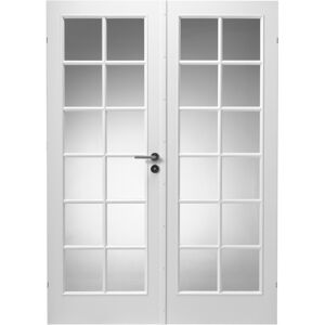 Swedoor Style SP12+SP12 hvidmalet dobbeltdør celle m/glas m15x21 / 72,5+72,5x204cm