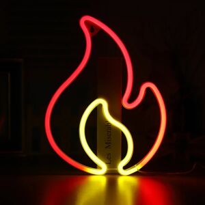 Flamme Neon-skilt, Rød og Gul Flamme Neon med tænd/sluk-knap,