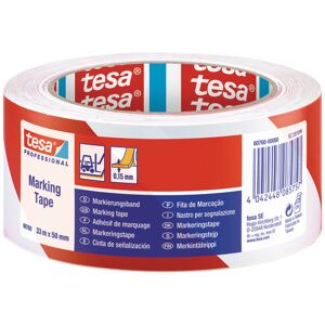 Tesa Advarselstape 60760, 150 My, 50 Mm X 33 M, Rød/hvid