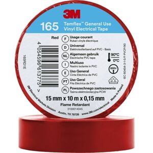 3M Temflex 165 15mm X 10m Rød