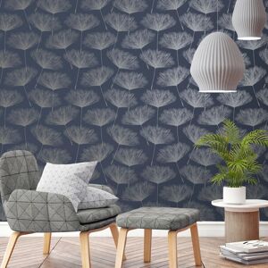 DUTCH WALLCOVERINGS tapet Fleur marineblå og grå