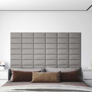 vidaXL vægpaneler 12 stk. 30x15 cm 0,54 m² stof lysegrå