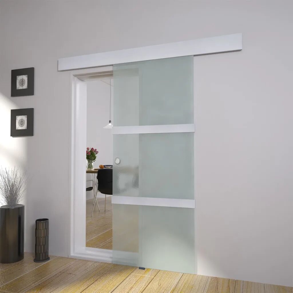 vidaXL skydedør glas og aluminium 178 cm sølvfarvet