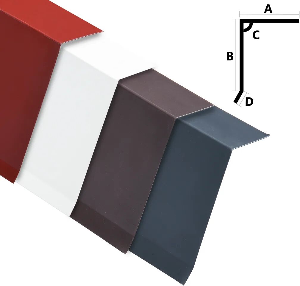 vidaXL tagkantplader 5 stk. L-form 170 cm aluminium rød