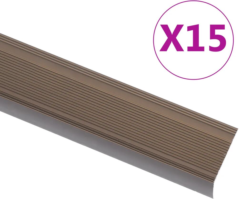 vidaXL 15 stk. trappelister L-facon 90 cm aluminium brun