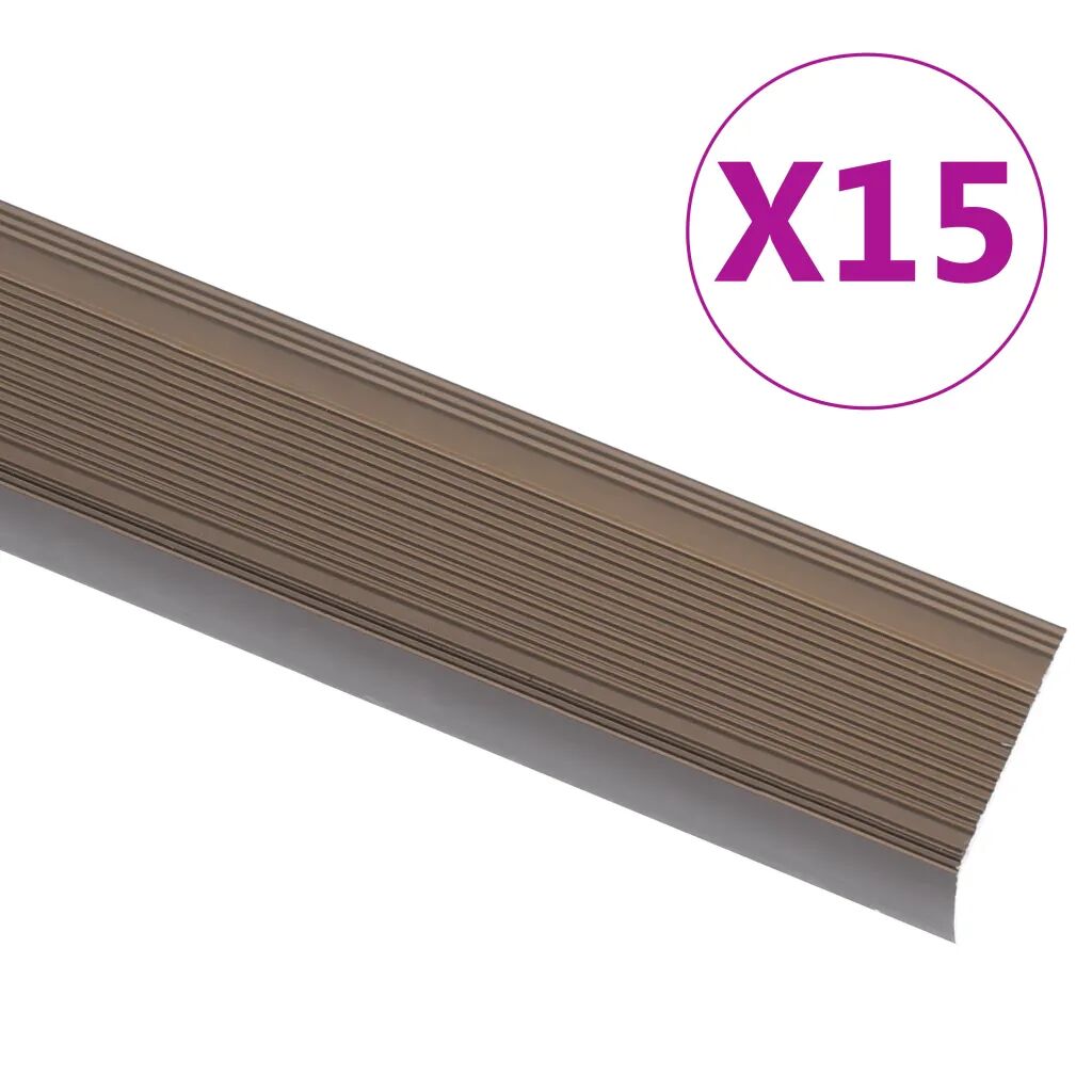 vidaXL 15 stk. trappelister L-facon 90 cm aluminium brun