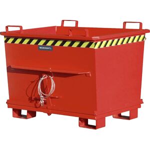 eurokraft pro Contenedor cónico con trampilla, capacidad 0,7 m³, carga máx. 1500 kg, rojo vivo RAL 3000