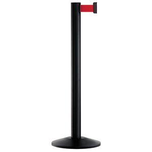 kaiserkraft Poste de aluminio con cinta, poste negro, extracción 2300 mm, color de cinta rojo