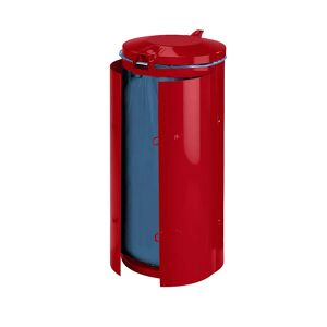 VAR Colector de residuos de chapa de acero, para 120 l de capacidad, con puerta batiente doble, rojo con tapa metálica