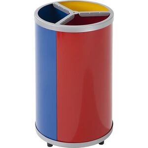 VAR Recipiente para separar materiales, redondo, capacidad 3 x 30 l, H x Ø 720 x 420 mm, amarillo, azul, rojo