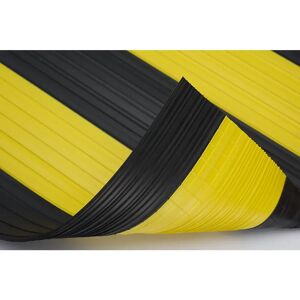 kaiserkraft Alfombrilla de PVC blando, con superficie cerrada, rollo de 10 m, negro-amarillo, anchura 600 mm