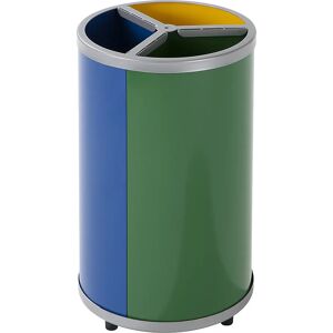 VAR Recipiente para separar materiales, redondo, capacidad 3 x 30 l, H x Ø 720 x 420 mm, amarillo, azul, verde