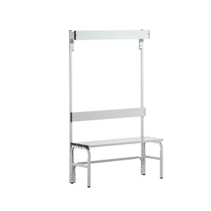 Sypro Banco para vestuarios con listones de aluminio, H x P 1650 x 375 mm, por un lado, longitud 1015 mm, 3 ganchos, gris luminoso