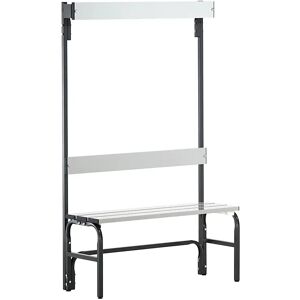 Sypro Banco para vestuarios con listones de aluminio, H x P 1650 x 375 mm, por un lado, longitud 1015 mm, 3 ganchos, antracita