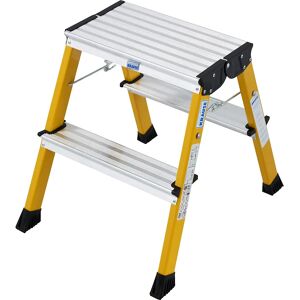 KRAUSE Escalerilla plegable de aluminio, con ruedas, 2 x 2 peldaños, amarillo