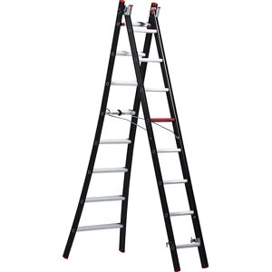 Altrex Escalera multiusos NEVADA, de 2 tramos, en negro, 2 x 8 peldaños estrechos