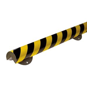 SHG Protección de esquinas Knuffi® con carril de montaje, tipo A+, pieza de 1 m, negro y amarillo, reflectante