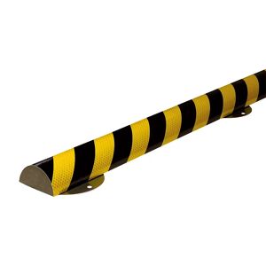 SHG Protección de superficies Knuffi® con carril de montaje, tipo C+, pieza de 1 m, amarillo y negro, reflectante
