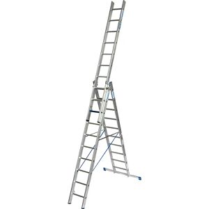 KRAUSE Escalera multiusos profesional STABILO + S, de 3 tramos, combinación de peldaños planos y estrechos, 3 x 10 peldaños planos / estrechos