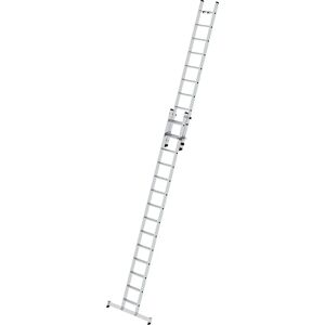 MUNK Escalera extensible de peldaños planos, 2 tramos, con traviesa nivello®, 24 peldaños