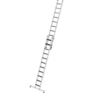 MUNK Escalera extensible de peldaños planos, 2 tramos, traviesa nivello® y recubrimiento para peldaños clip-step, 21 peldaños