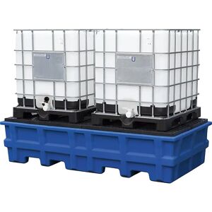asecos Cubeta colectora de PE para contenedores depósito IBC/KTC, capacidad de recogida 1000 l, para 2 contenedores, con rejilla de PE