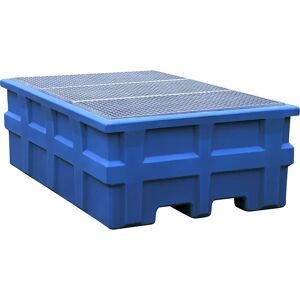 asecos Cubeta colectora de PE para contenedores depósito IBC/KTC, capacidad de recogida 1000 l, para 1 contenedor, con rejilla galvanizada