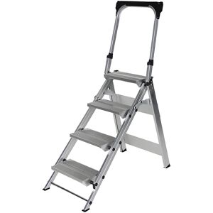 MUNK Escalera plegable de aluminio, con arco de seguridad, 4 peldaños