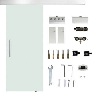 Homcom Puerta Corredera de Cristal 77,5x205 cm Puerta Corrediza Deslizante con Riel de Cristal de Seguridad Translúcido